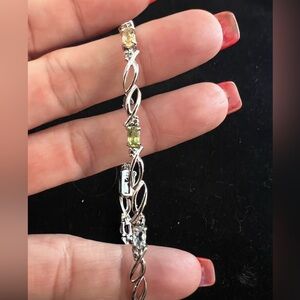 925 STERLING SILVER MULTI GEMSTONE TENNIS BRACELET 7in